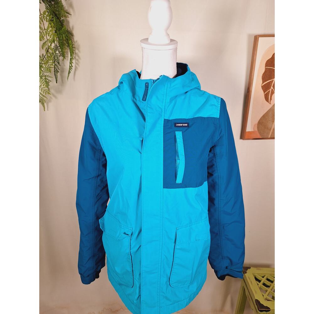 Land's End Youth Winter Insulated Jacket Blue/Turquoise Large - Picture 4 of 13
